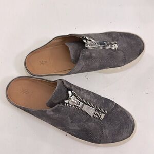 Frye Women's Gray Suede Slip-On Shoes with Zipper Mules Size 6.5